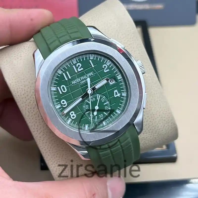 ساعت مچی مردانه پتک فیلیپ آکوانات سیلور سبز Patek Philippe Aquanaut Green Silver — تصویر ۴