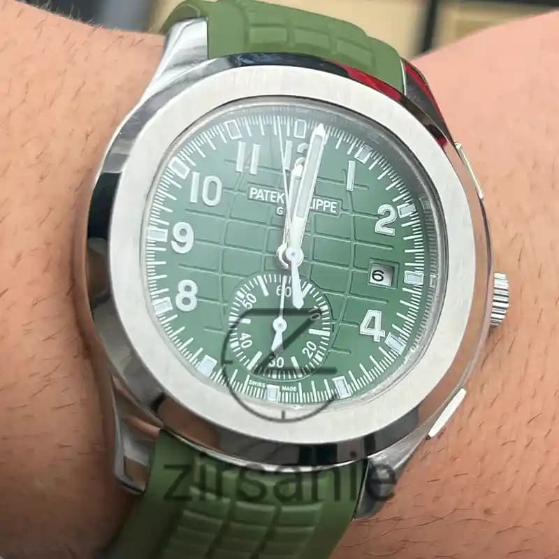 ساعت مچی مردانه پتک فیلیپ آکوانات سیلور سبز Patek Philippe Aquanaut Green Silver — تصویر ۸