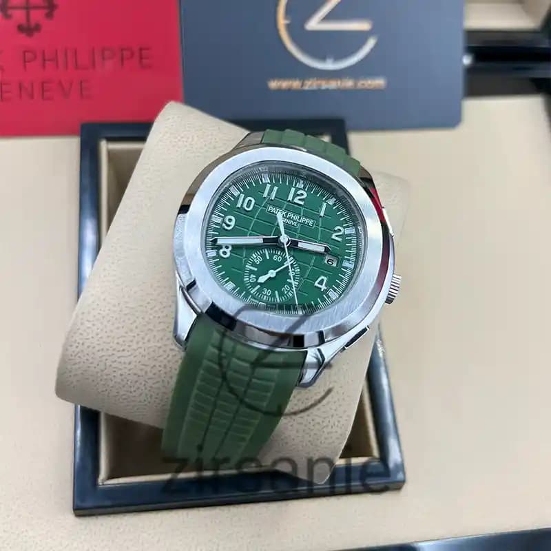 ساعت مچی مردانه پتک فیلیپ آکوانات سیلور سبز Patek Philippe Aquanaut Green Silver — تصویر ۲