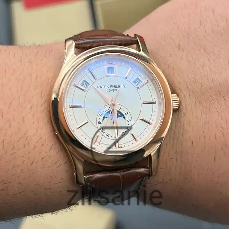 ساعت مچی مردانه پتک فیلیپ آکوانات رزگلد صفحه سفید Patek Philippe Aquanaut RoseGold White Screen — تصویر ۷