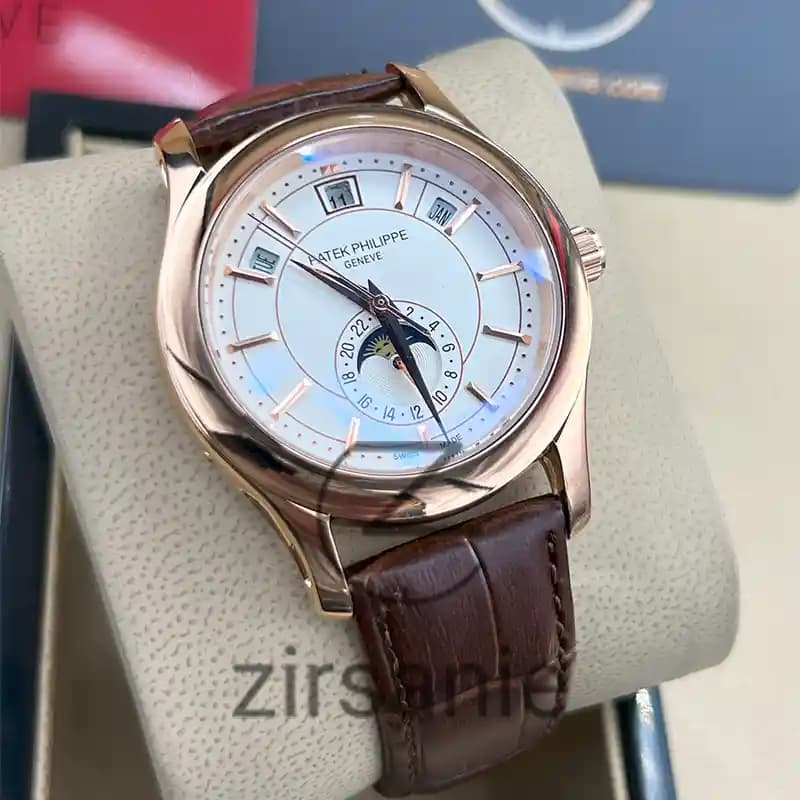 ساعت مچی مردانه پتک فیلیپ آکوانات رزگلد صفحه سفید Patek Philippe Aquanaut RoseGold White Screen — تصویر ۳