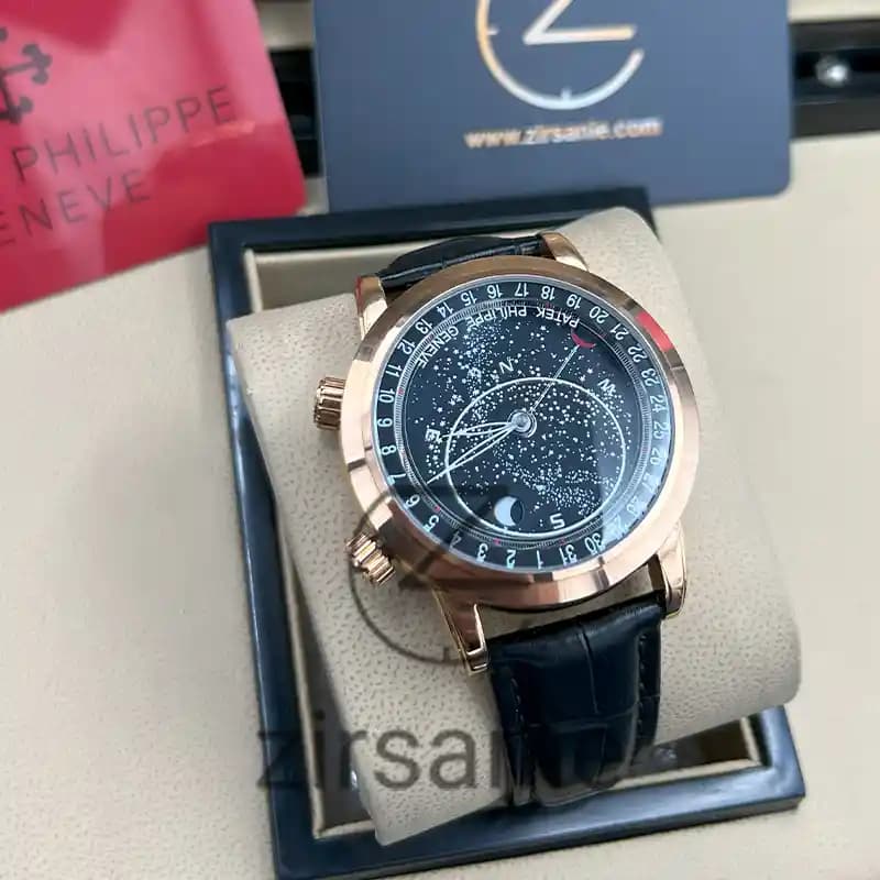 ساعت مچی مردانه پتک فیلیپ کهکشانی رزگلد صفحه مشکی Patek Philippe Galaxy RoseGold Black Screen — تصویر ۳