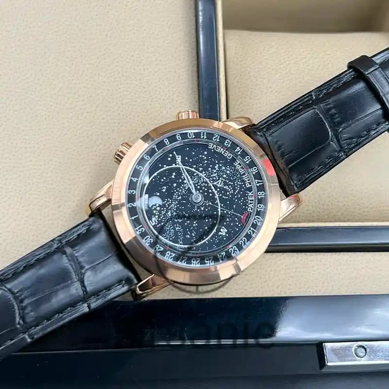 ساعت مچی مردانه پتک فیلیپ کهکشانی رزگلد صفحه مشکی Patek Philippe Galaxy RoseGold Black Screen — تصویر ۷