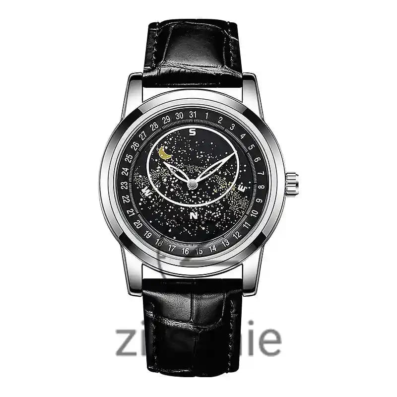 ساعت مچی مردانه پتک فیلیپ کهکشانی سیلور صفحه مشکی Patek Philippe galaxy silver black screen
