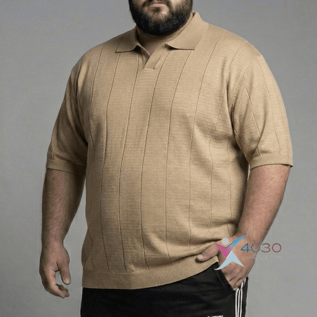 پولوشرت بافت یقه شکاری سایزبزرگ ( 5222 ) — تصویر ۳