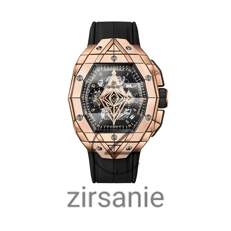 ساعت مچی مردانه هابلوت کهکشانی مستطیلی spirit of big bang sang bleu rosegold black