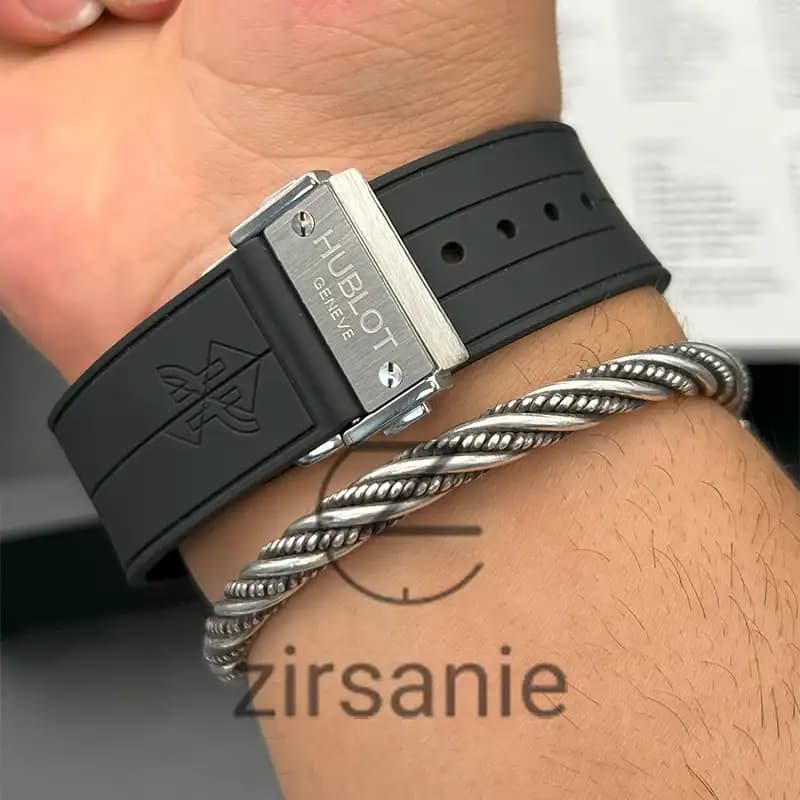 ساعت مچی مردانه هابلوت کهکشانی مستطیلی spirit of big bang sang bleu silver black — تصویر ۸
