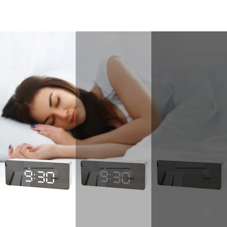 ساعت رومیزی دیجیتال آینه ای LED مدل EK8001 — تصویر ۴