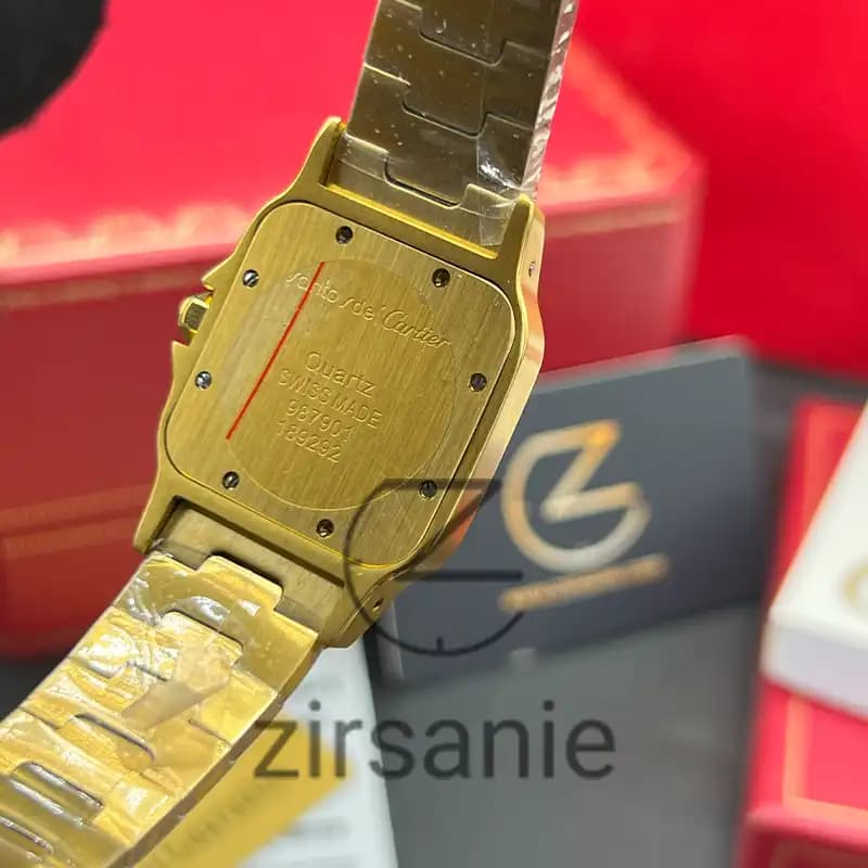 ساعت مچی زنانه کارتیر د سانتوز Cartier de Santos Metal Gold Green — تصویر ۷