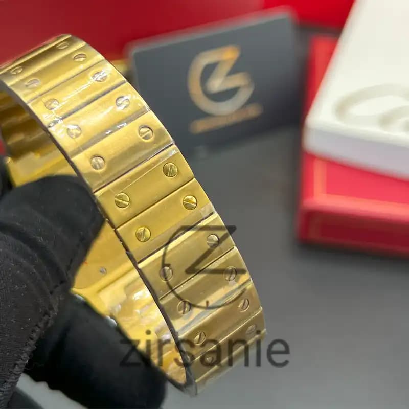ساعت مچی زنانه کارتیر د سانتوز Cartier de Santos Metal Gold Green — تصویر ۶