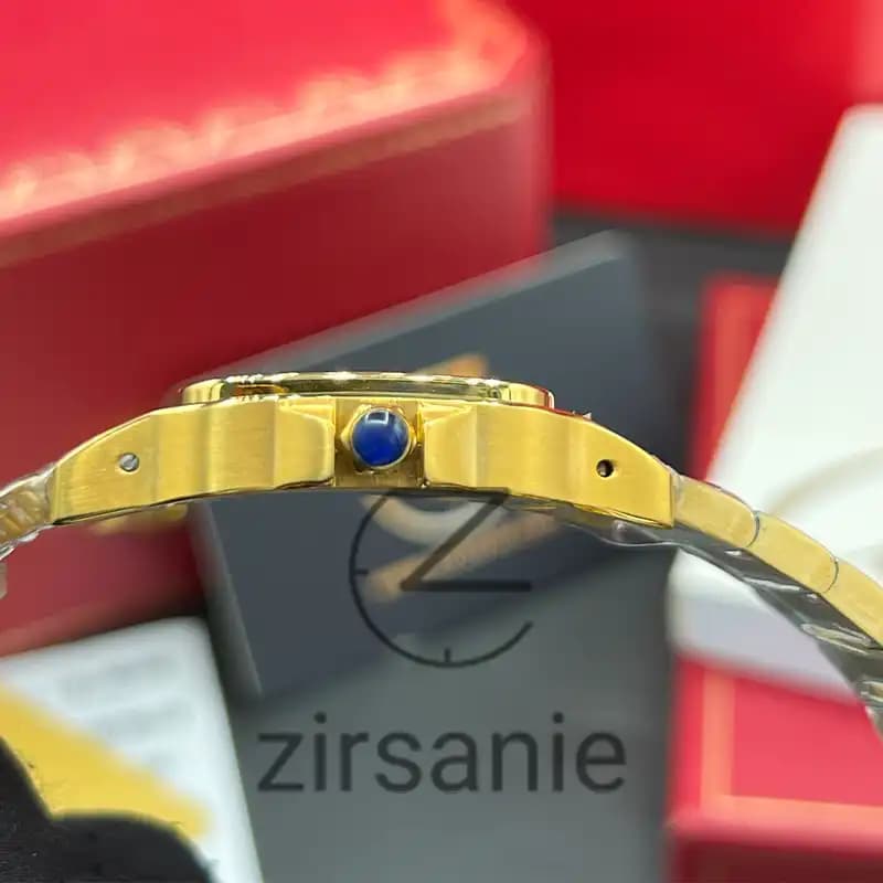 ساعت مچی زنانه کارتیر د سانتوز Cartier de Santos Metal Gold Green — تصویر ۴