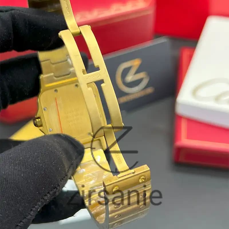 ساعت مچی زنانه کارتیر د سانتوز Cartier de Santos Metal Gold Green — تصویر ۲