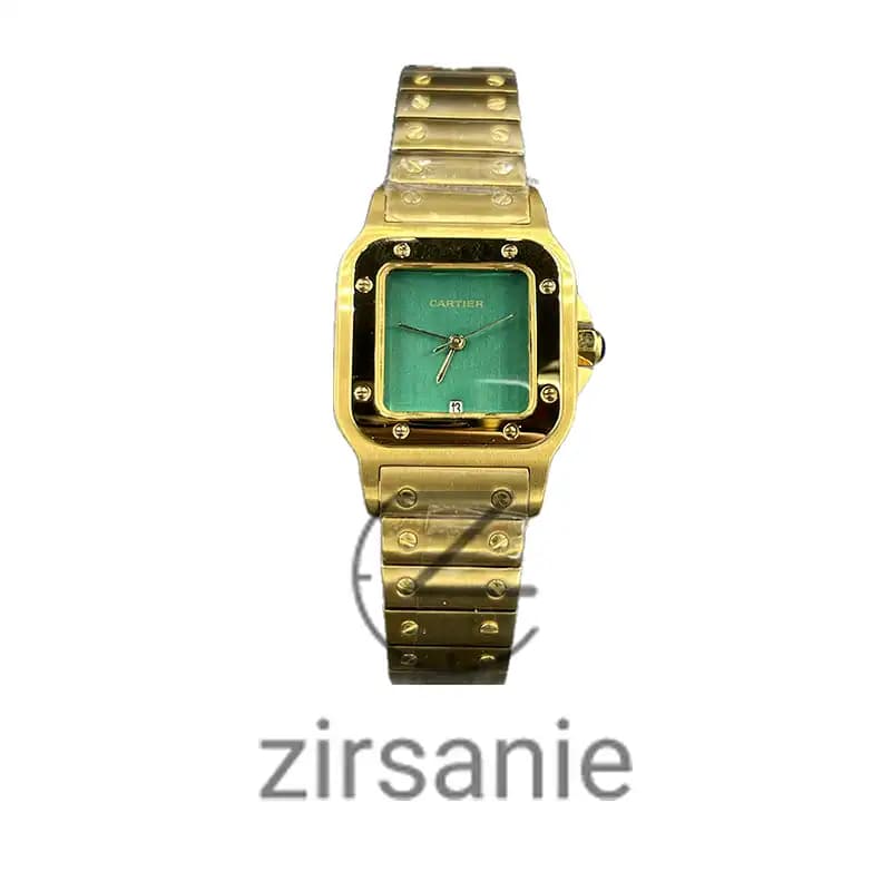 ساعت مچی زنانه کارتیر د سانتوز Cartier de Santos Metal Gold Green
