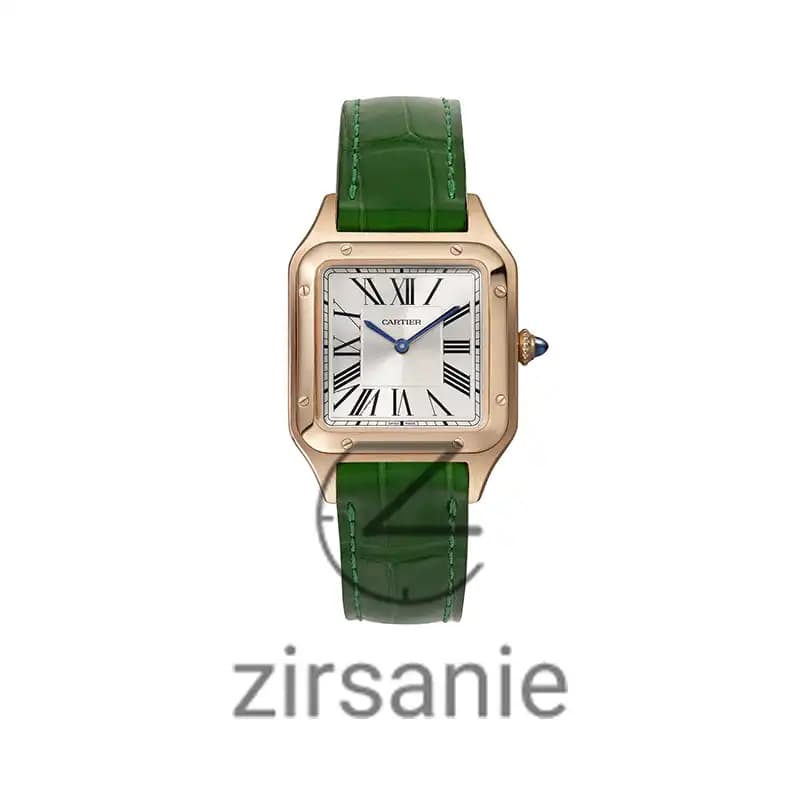 ساعت مچی زنانه کارتیر د سانتوز Cartier de Santos Leather Strap RoseGold Green