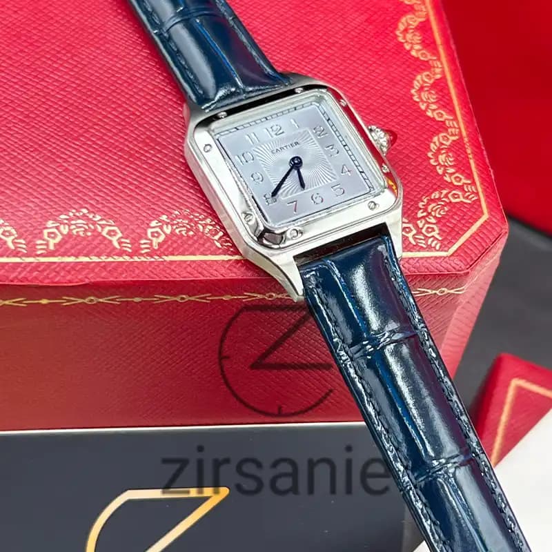 ساعت مچی زنانه کارتیر د سانتوز Cartier de Santos Leather Strap Silver Blue — تصویر ۷