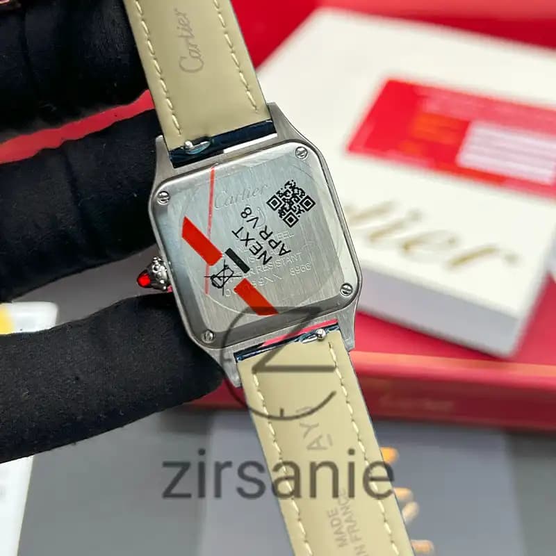 ساعت مچی زنانه کارتیر د سانتوز Cartier de Santos Leather Strap Silver Blue — تصویر ۸