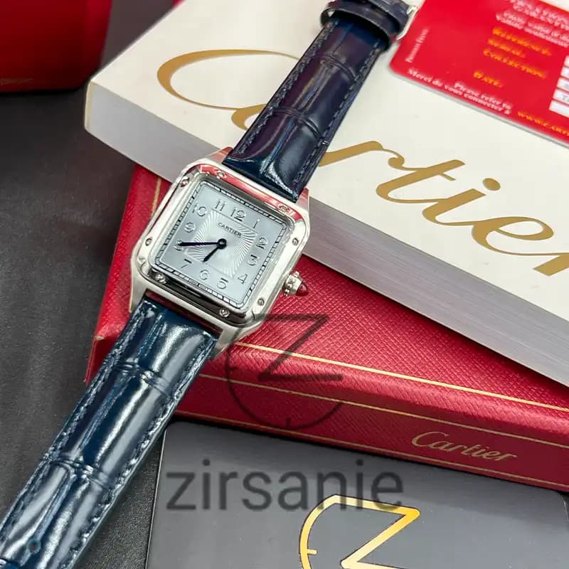 ساعت مچی زنانه کارتیر د سانتوز Cartier de Santos Leather Strap Silver Blue — تصویر ۲
