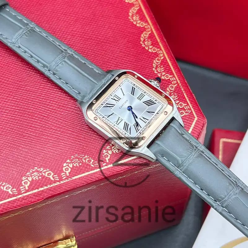 ساعت مچی زنانه کارتیر د سانتوز Cartier de Santos Leather Strap Gray — تصویر ۳