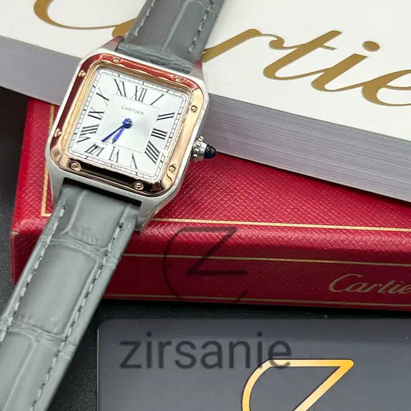 ساعت مچی زنانه کارتیر د سانتوز Cartier de Santos Leather Strap Gray — تصویر ۷