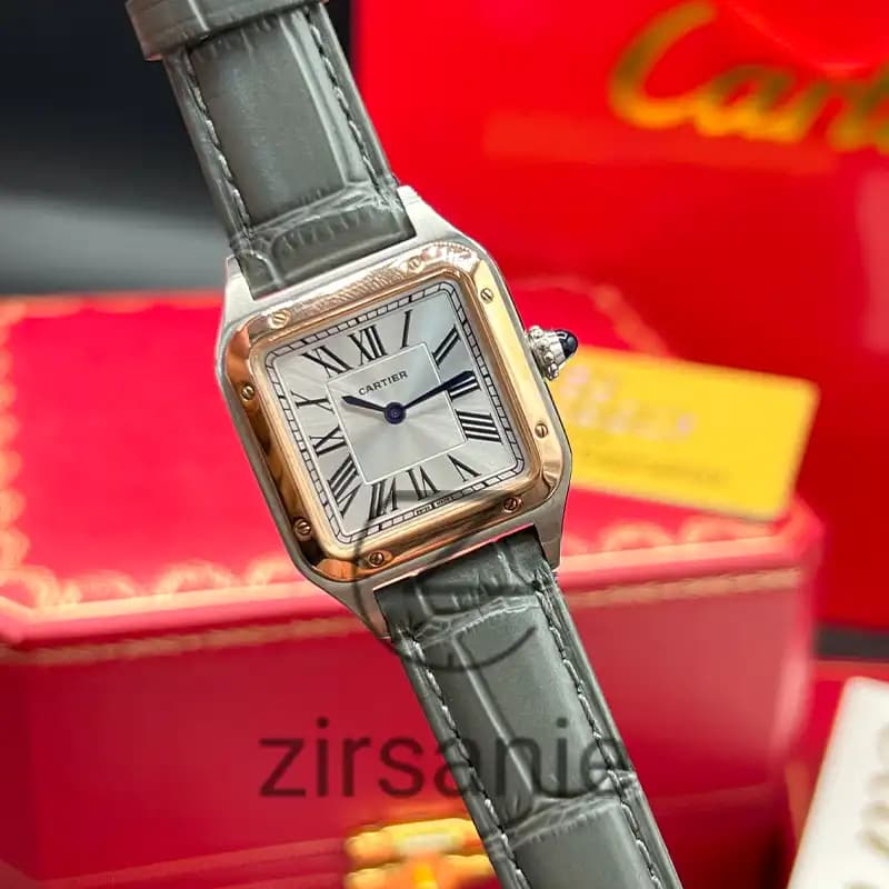 ساعت مچی زنانه کارتیر د سانتوز Cartier de Santos Leather Strap Gray — تصویر ۲