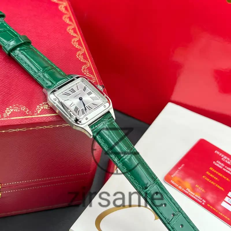 ساعت مچی زنانه کارتیر د سانتوز Cartier de Santos Leather Strap Green — تصویر ۸