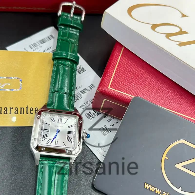 ساعت مچی زنانه کارتیر د سانتوز Cartier de Santos Leather Strap Green — تصویر ۷