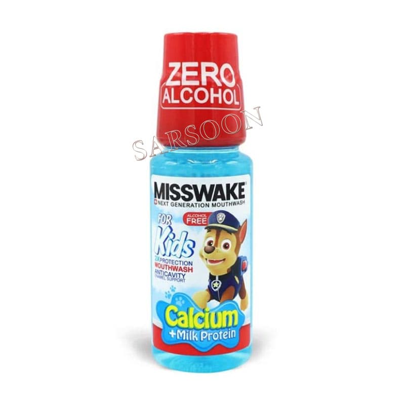 دهانشویه کودکان حاوی کلسیم و پروتئین شیر میسویک آبی ۲۰۰ میلی لیتر Misswake Calcium And Milk Protein For Kids