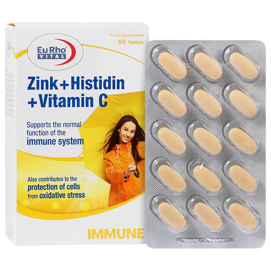 قرص زینک و هیستیدین و ویتامین C یوروویتال 60 عددی Eurho Vital Zink And Histidin And Vitamin C Tablets