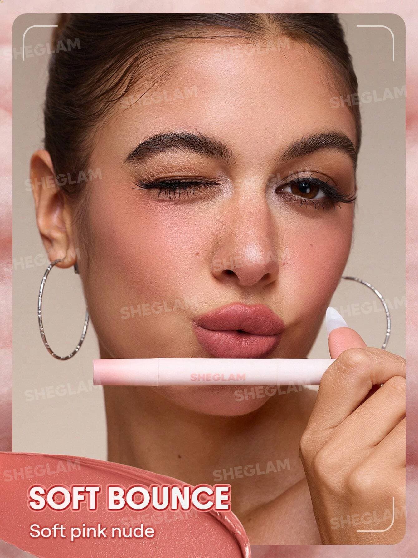 رژ لب مایع مات محوکننده مارشمالو پاف شیگلم Sheglam شماره 032 رنگ Soft Bounce — تصویر ۳