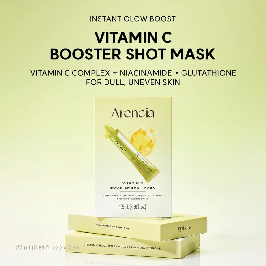 ماسک ورقه‌ای روشن‌کننده ویتامین C بوستر شات آرنسیا Arencia Vitamin C Booster Shot حجم 27 میل — تصویر ۳