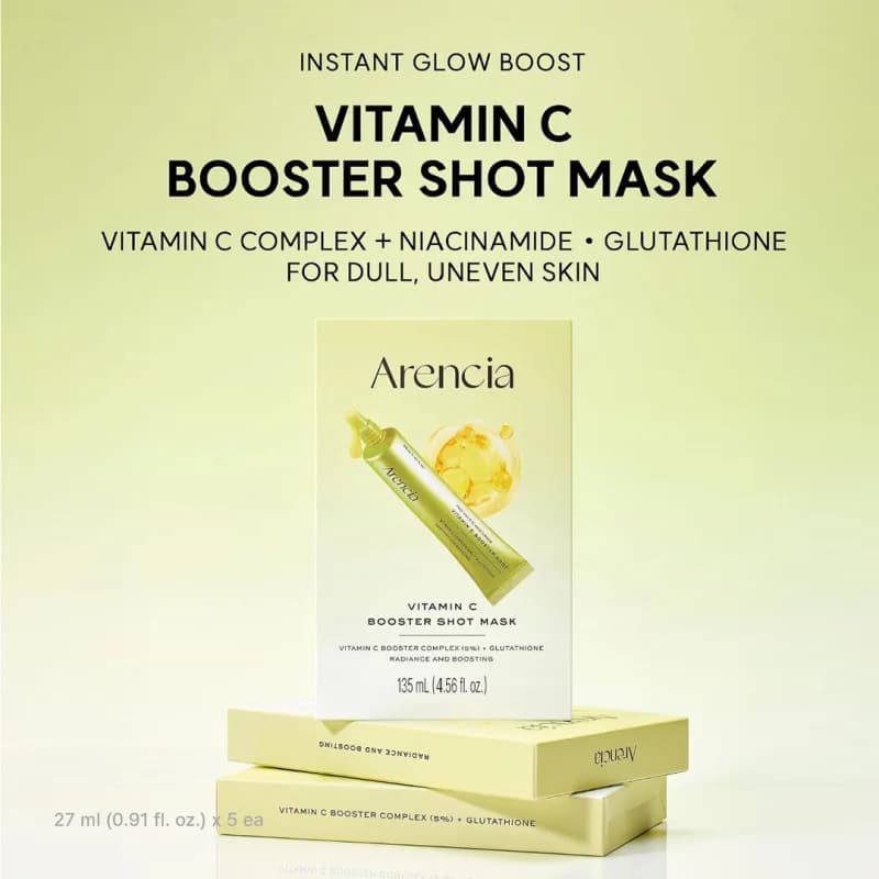 ماسک ورقه‌ای روشن‌کننده ویتامین C بوستر شات آرنسیا Arencia Vitamin C Booster Shot حجم 27 میل — تصویر ۹