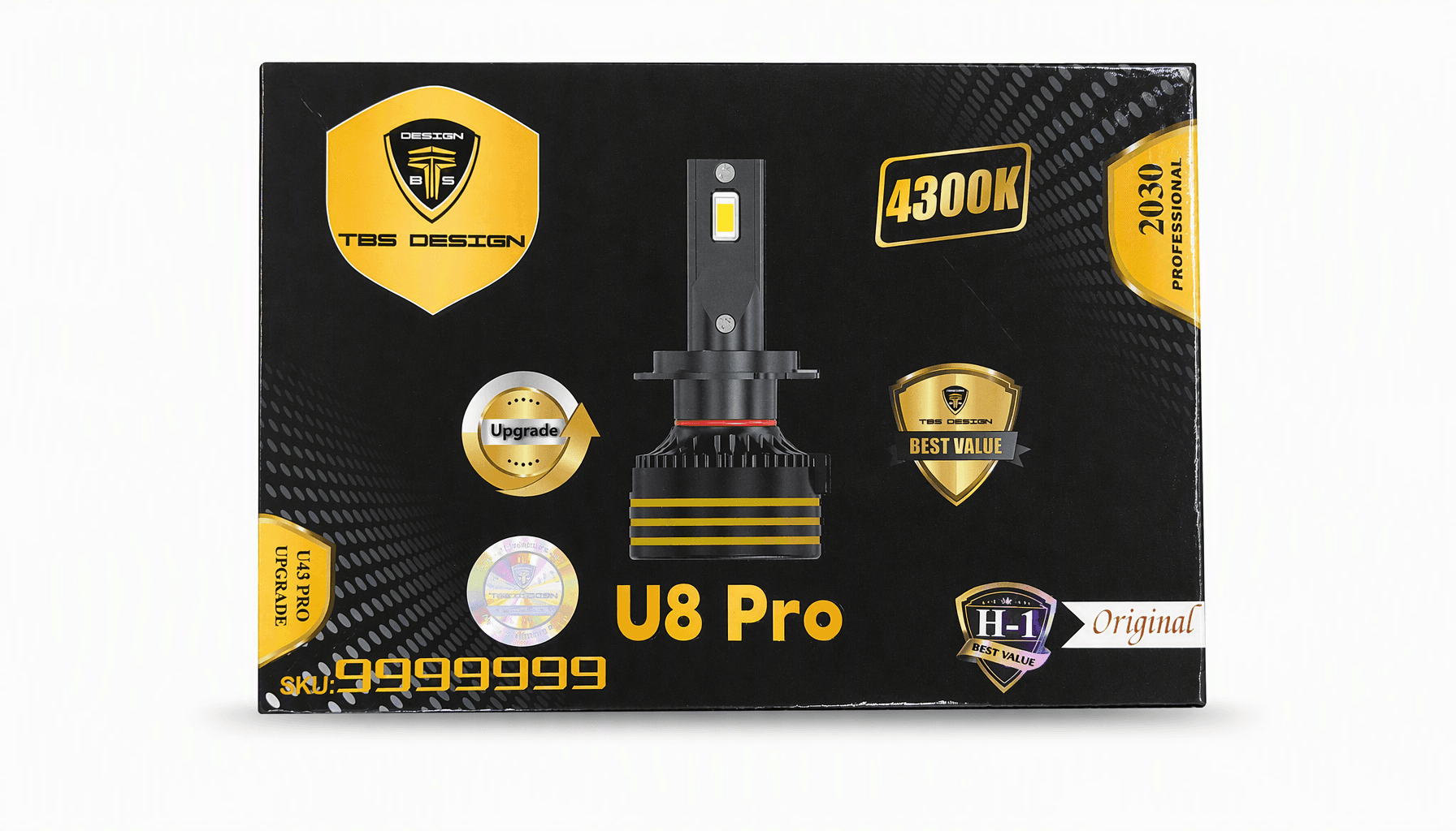 هدلایت تی‌بی‌اس دیزاین TBS Design U8 Pro 4300K پایه H1 — تصویر ۴