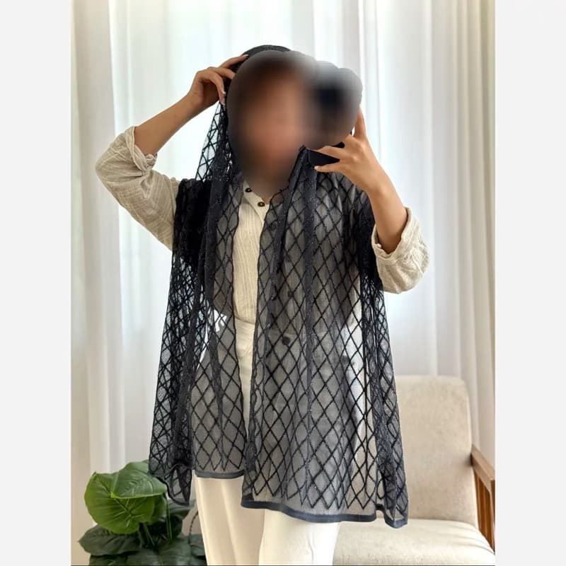 شال گیپور مجلسی لمه حریر پلیسه — تصویر ۶