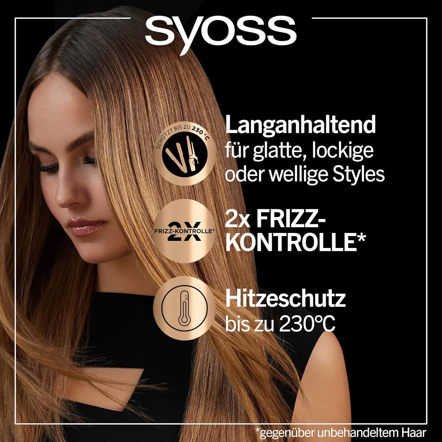 اسپری دوفاز محافظ حرارت و حالت‌دهنده مو سایوس syoss Keratin heat حجم ۲۰۰ میل — تصویر ۴
