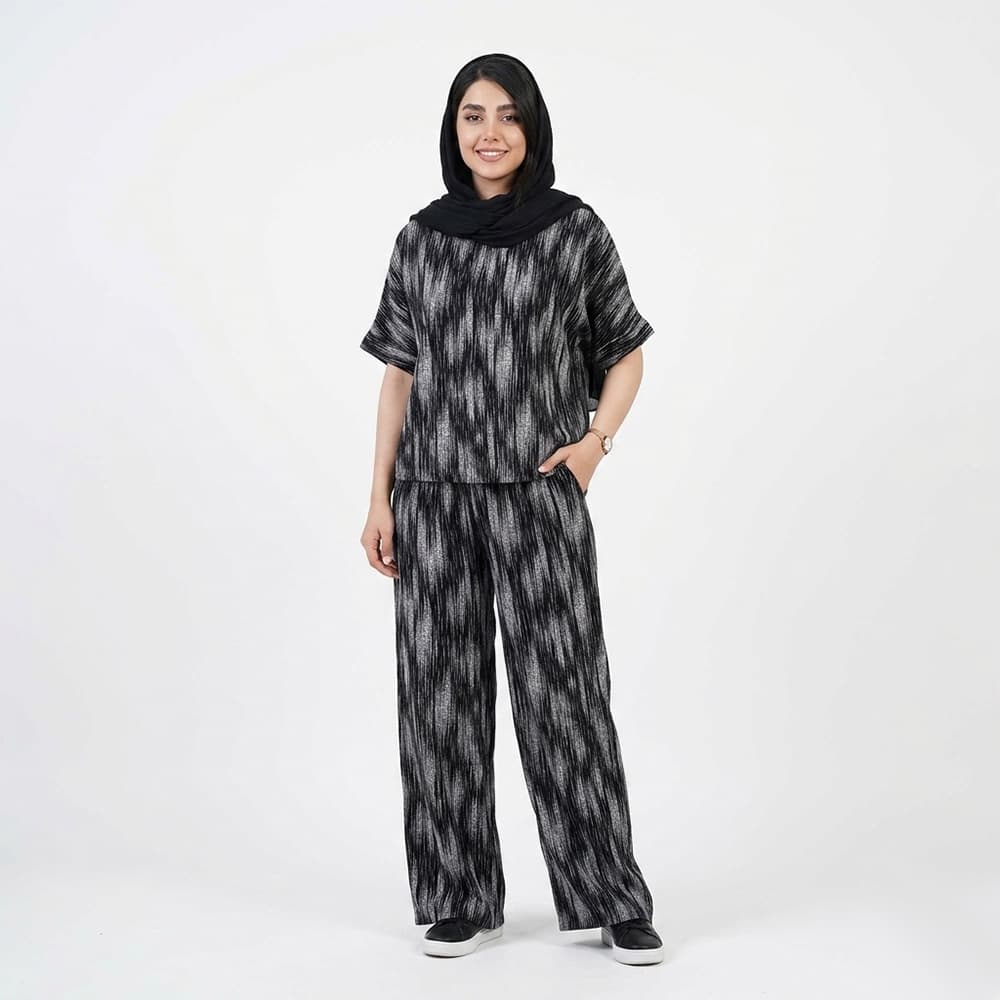 ست تیشرت و شلوار بگ زنانه کج راه کد 11762