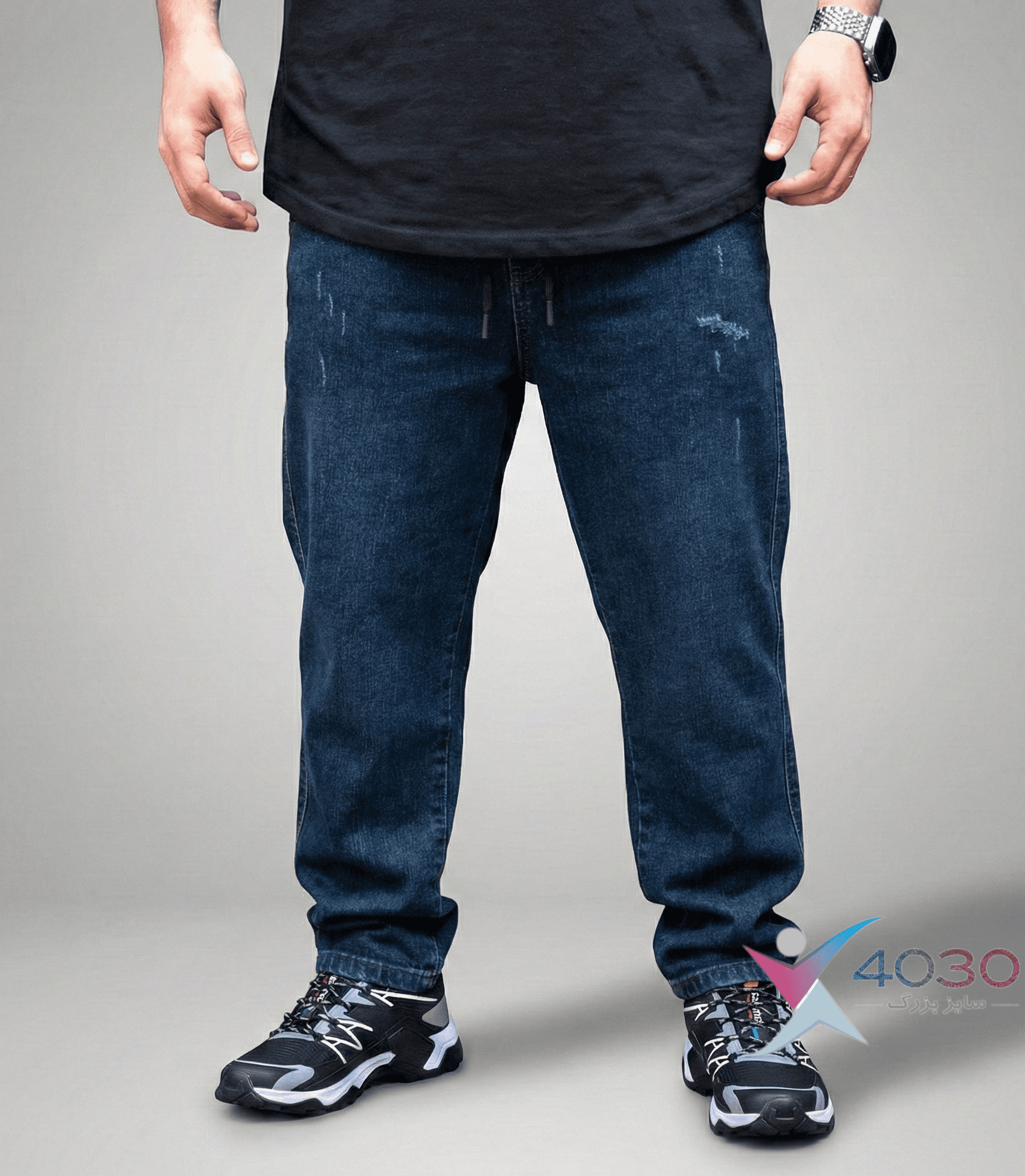 شلوار جین کمرکش ZARA دمپا ساده سایزبزرگ ( 3818 ) — تصویر ۲