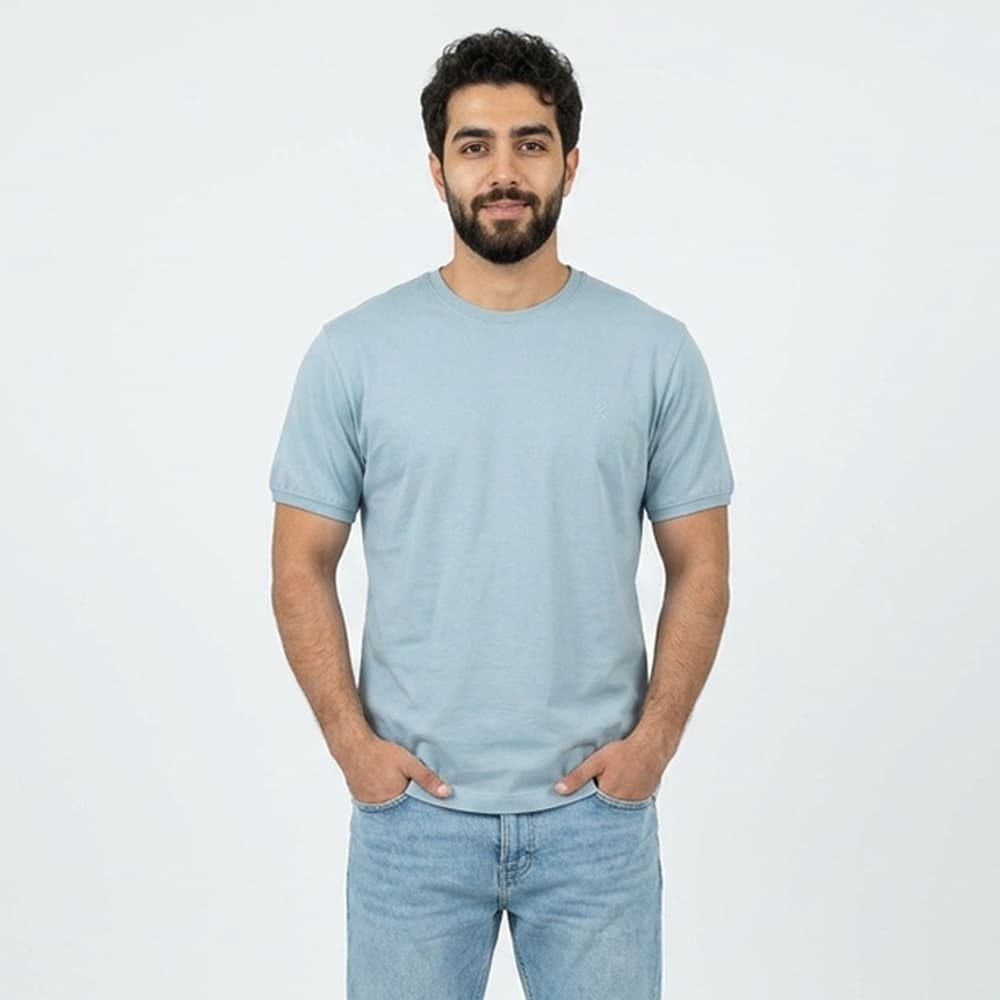 تیشرت بیسیک مردانه پنبه خالص آبی کد 11856