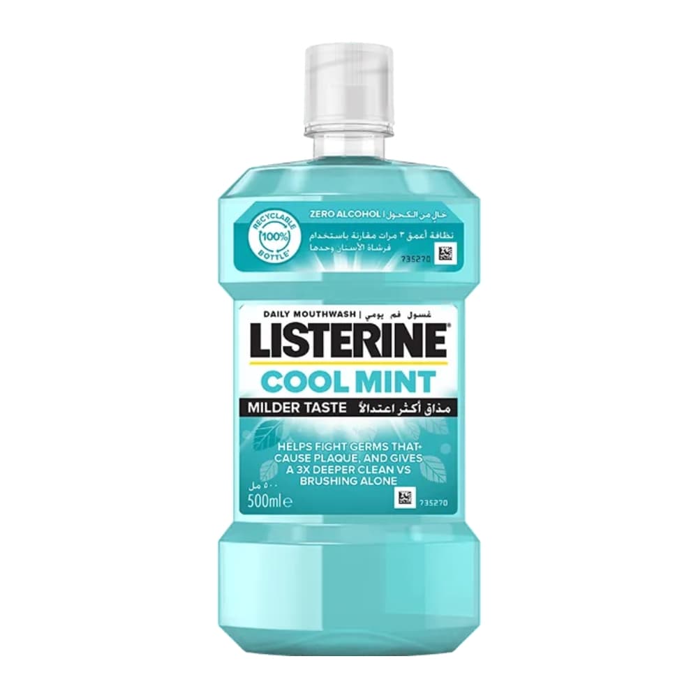دهانشویه ضدعفونی‌کننده لیسترین Listerine Cool Mint حجم 500 میل — تصویر ۷