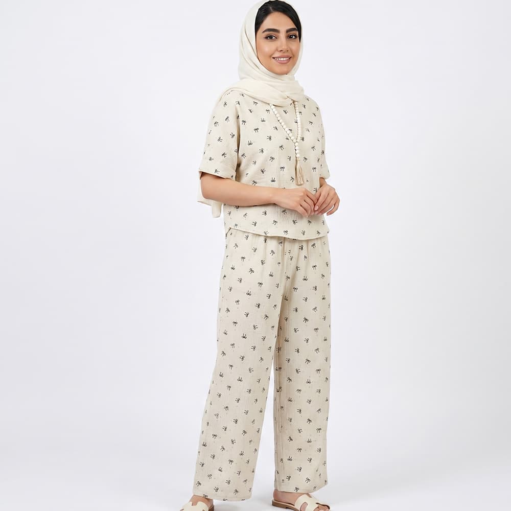 ست تیشرت و شلوار زنانه پاپیونی کد 11758