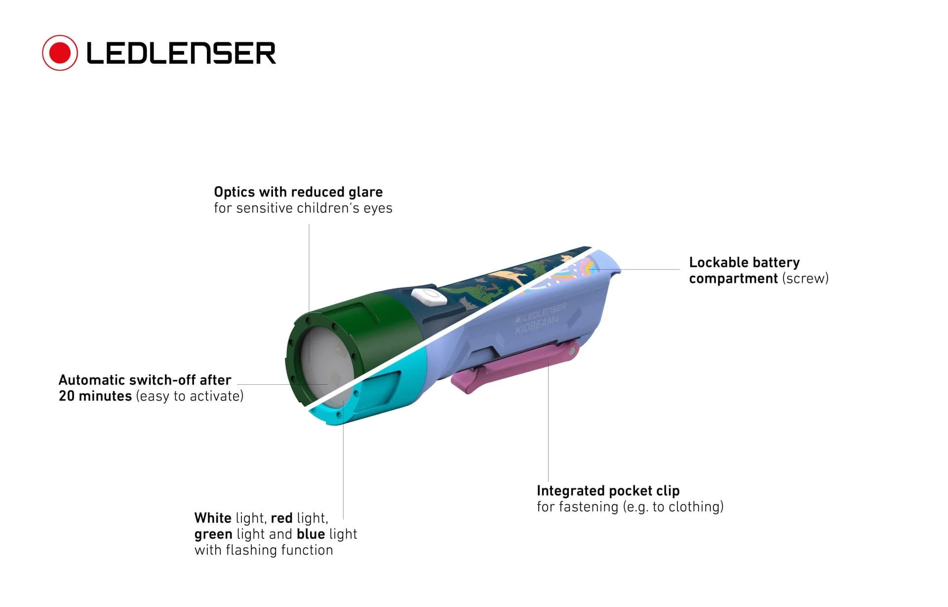 چراغ قوه لدلنزر کودکان Ledlenser Flashlight KIDBEAM4 – Green — تصویر ۶