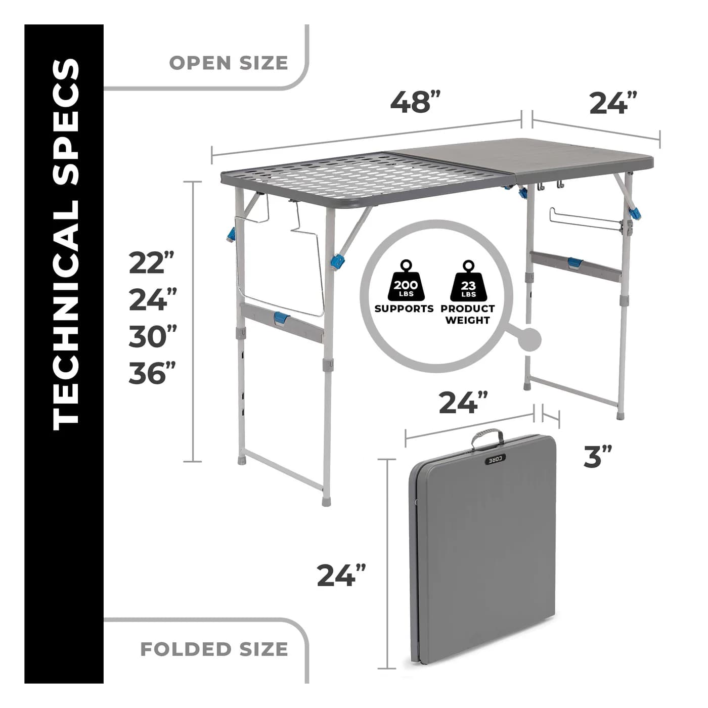 میز کمپینگ کر – 4 فوت Core 4 Foot Tailgating Table — تصویر ۸