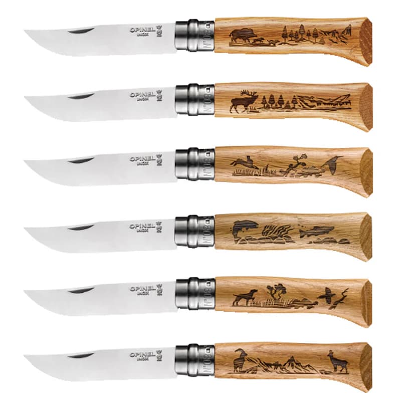 ست چاقو اپینل حکاکی طرح حیوانات – سایز 08 Opinel No.08 Engraved Animalia 6 Piece Box Set — تصویر ۲