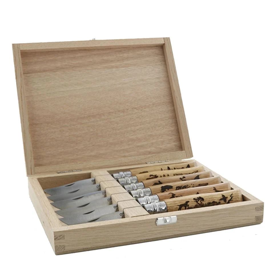 ست چاقو اپینل حکاکی طرح حیوانات – سایز 08 Opinel No.08 Engraved Animalia 6 Piece Box Set