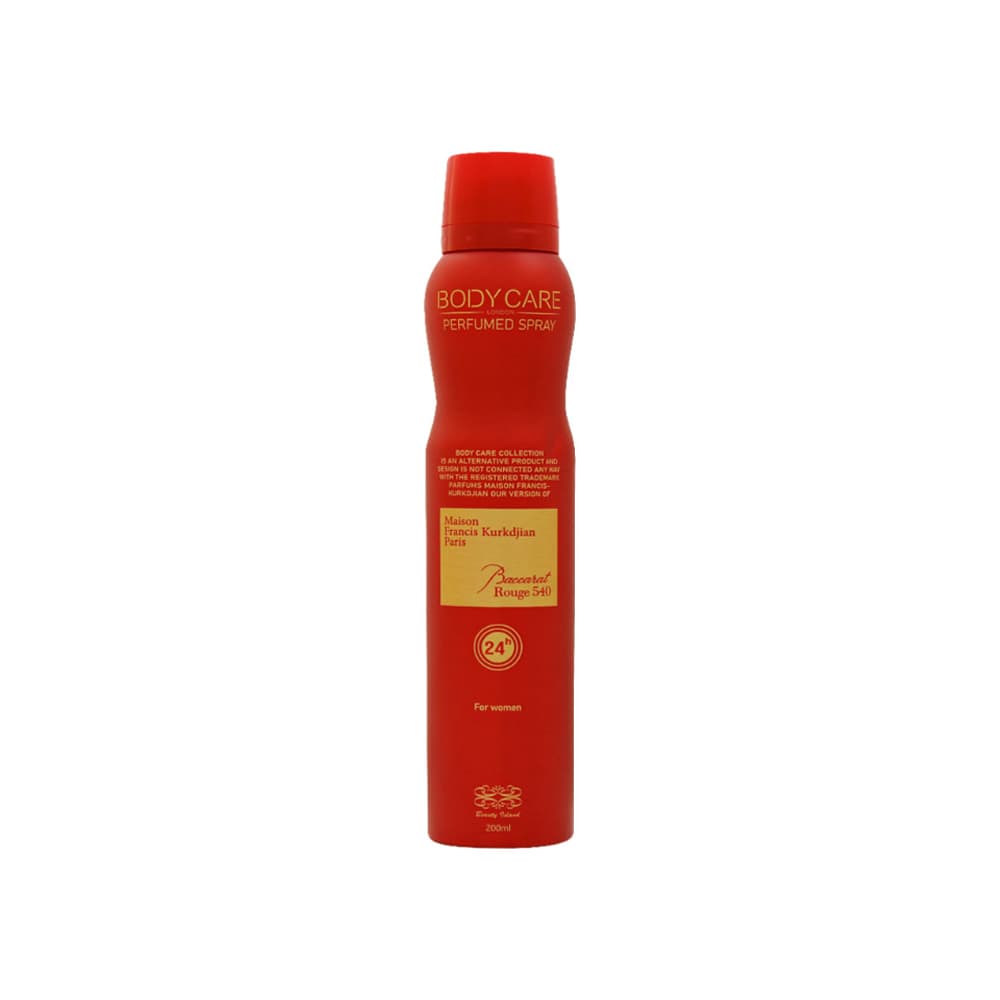 بادی اسپلش زنانه بادی کر مدل Baccarat Rouge 200 حجم 200میلی لیتر Body Care Baccarat Rouge 540 Body Splash For Women 200 ml