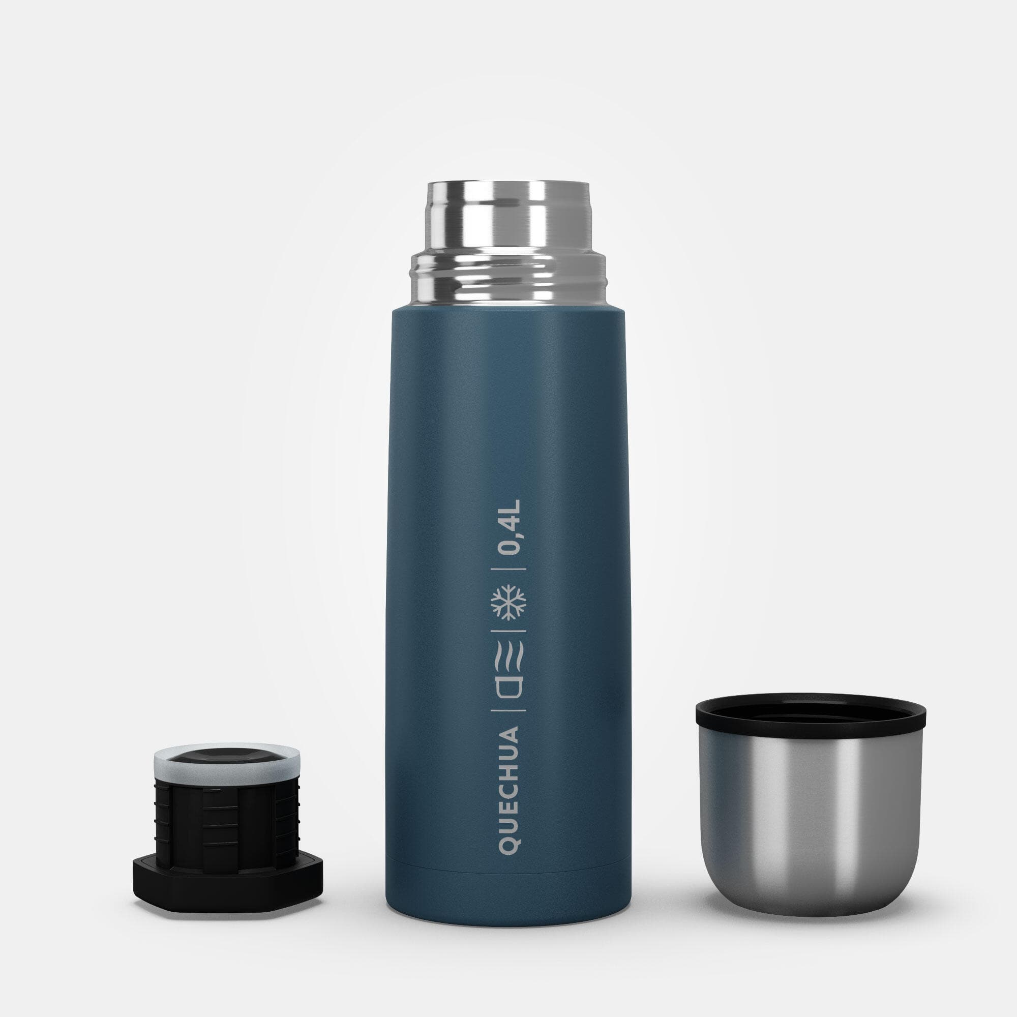 فلاسک کچوا استیل Quechua Stainless Steel Thermos – 0.4 Liter – Blue — تصویر ۳