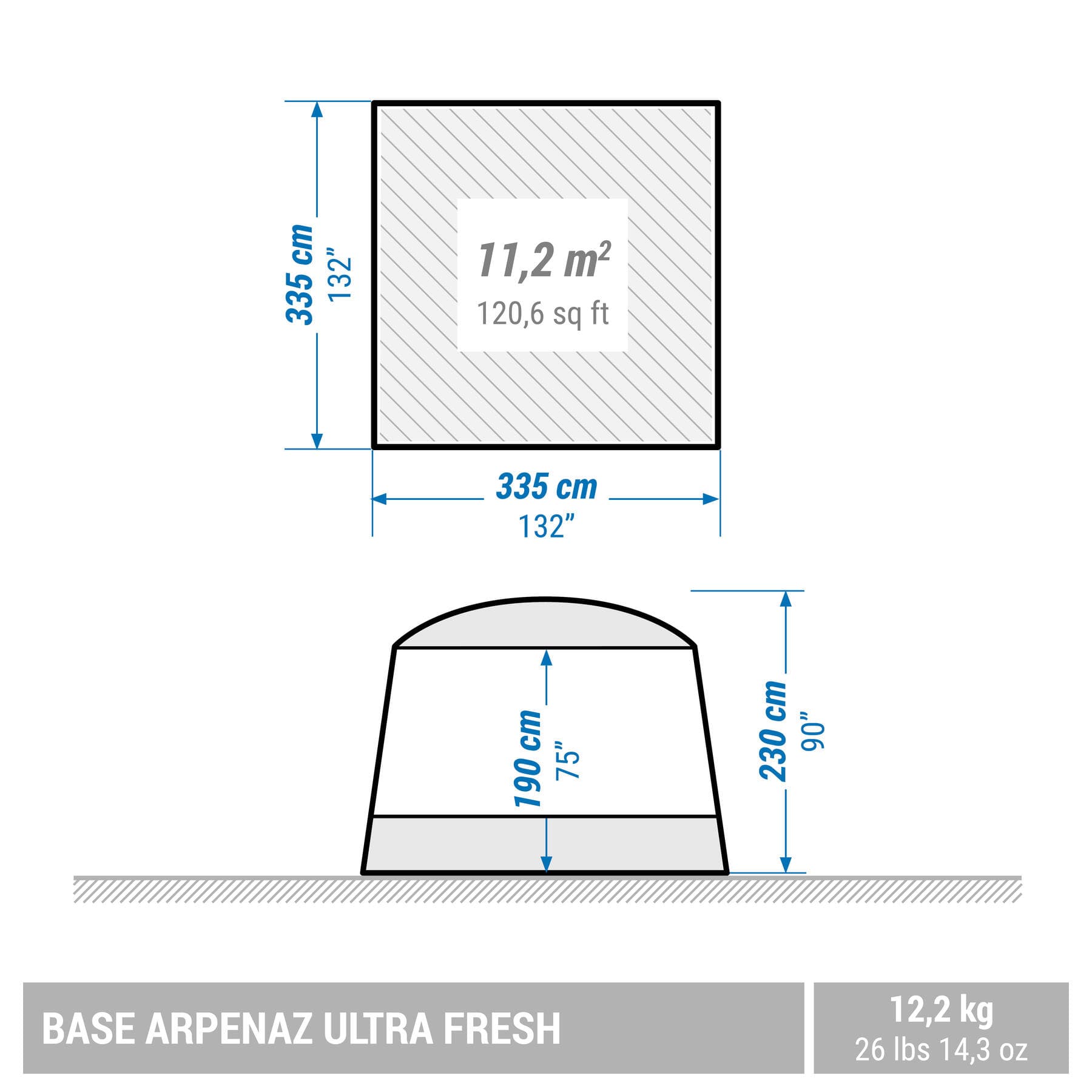 چادر و سایبان کچوا – کنوپی 10 نفره آرپناز Quechua Camping Living Room with poles – 10 Person Canopy – Arpenaz Base Ultrafresh — تصویر ۵