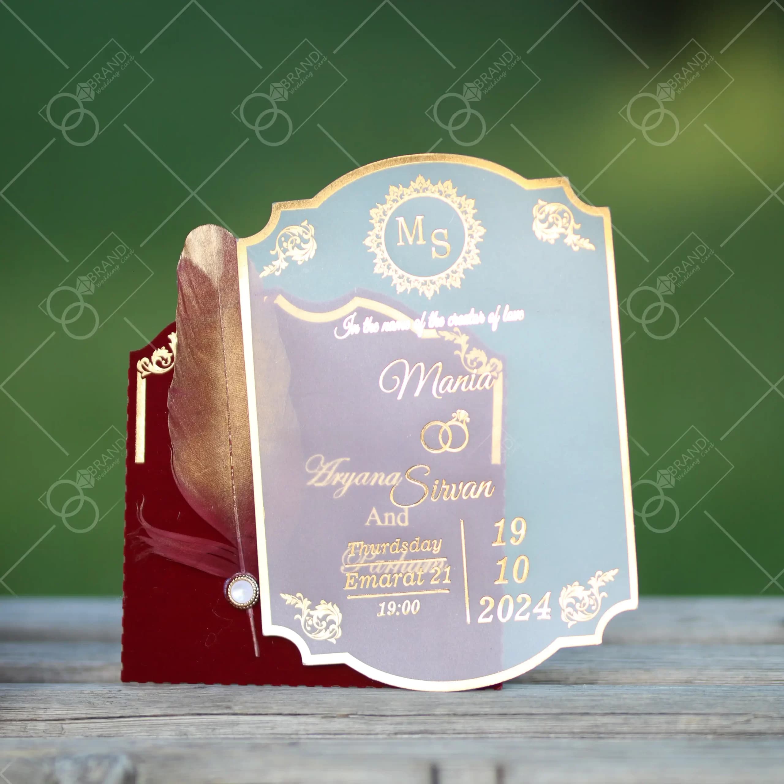 کارت عروسی طلقی و جیر مخملی مدل Tara — تصویر ۳