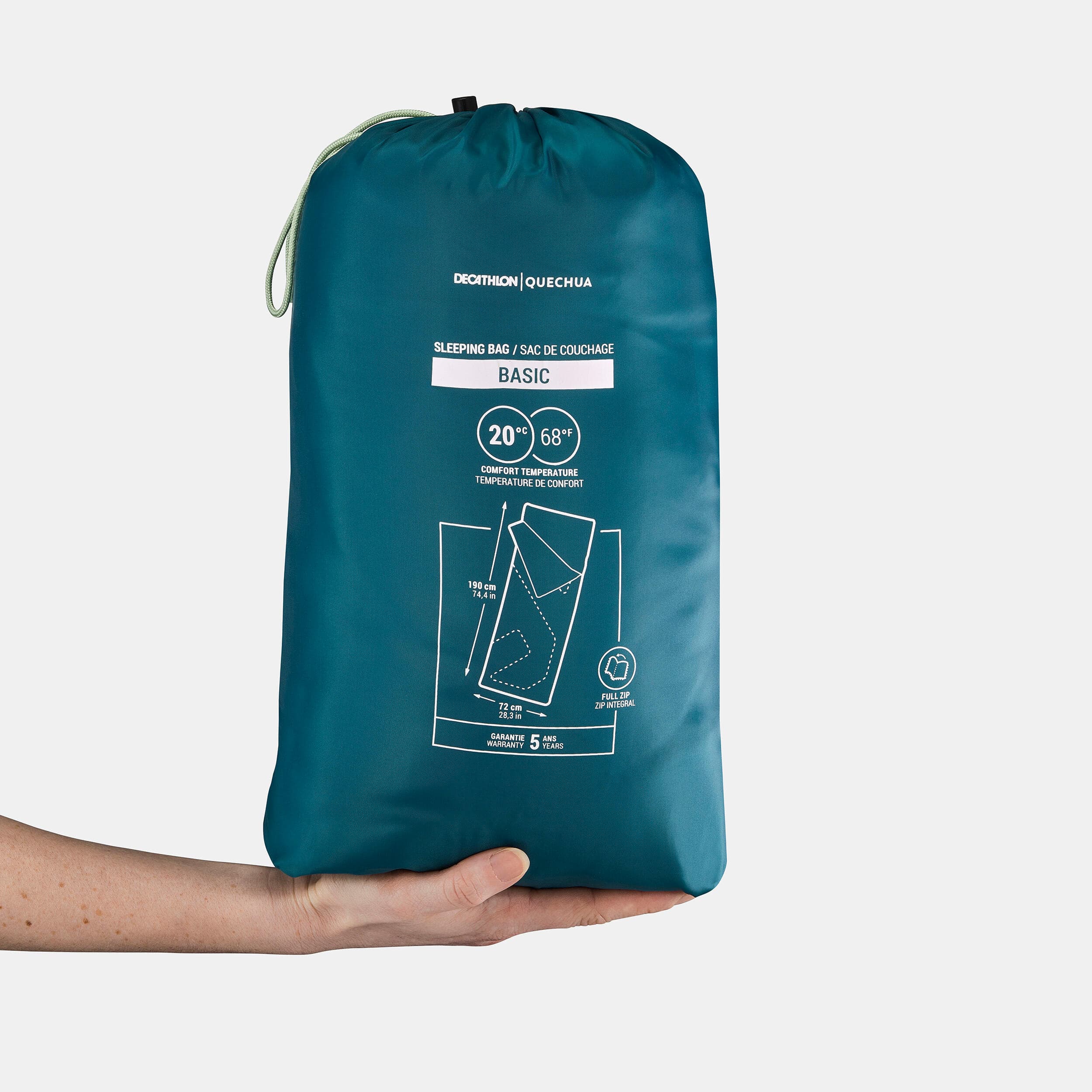 کیسه خواب کچوا دمای راحتی 20 درجه Quechua Outdoor Camping Sleeping Bag – Arpenaz 20°C Comfort — تصویر ۲