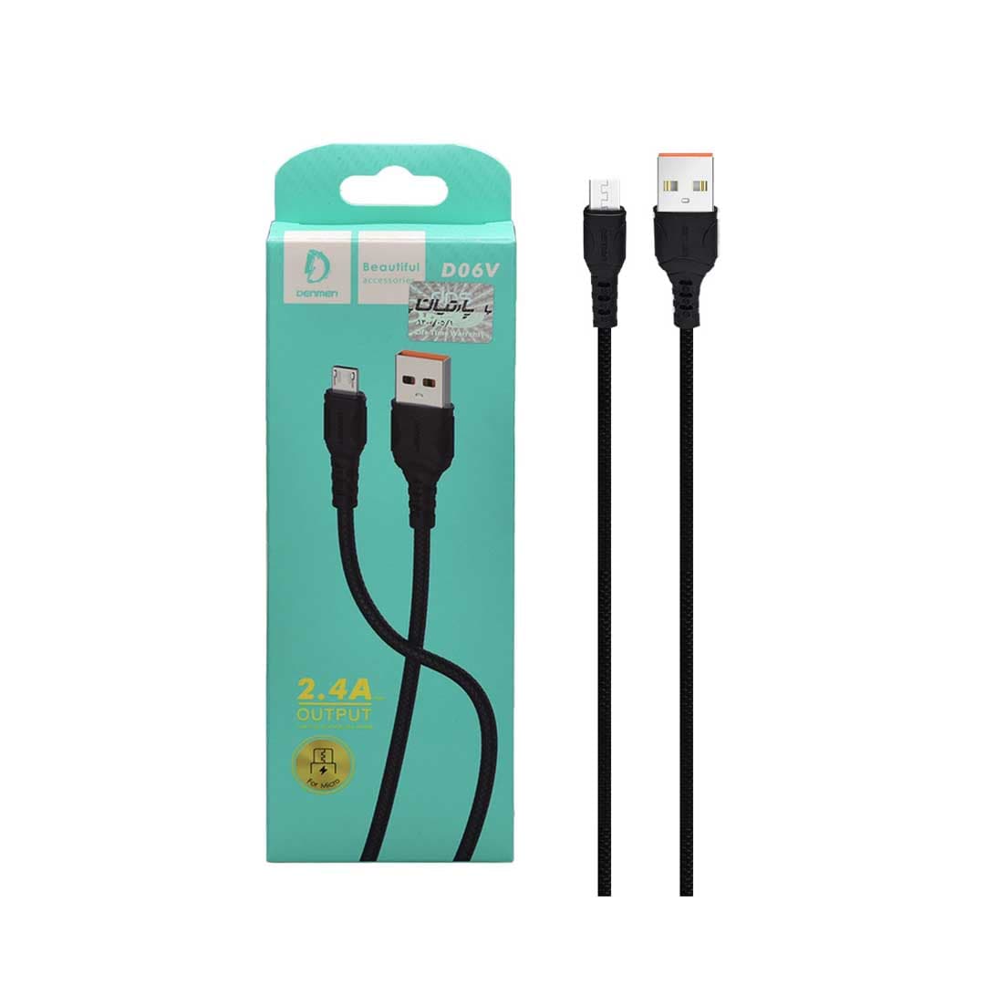 کابل شارژ فست اندروید DENMEN مدل D01V پک دار – مشکی