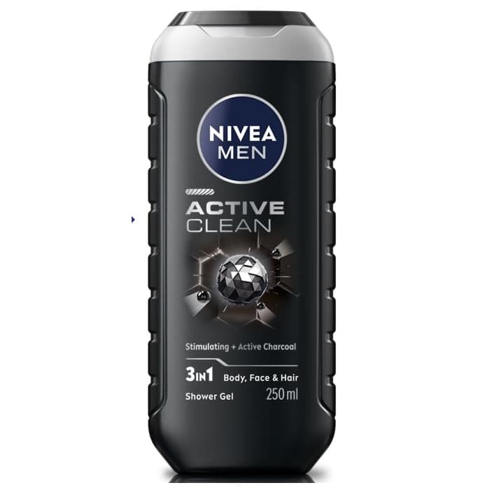شامپو سر و بدن مردانه نیوا NIVEA ACTIVE CLEAN حاوی زغال فعال حجم 250 میل